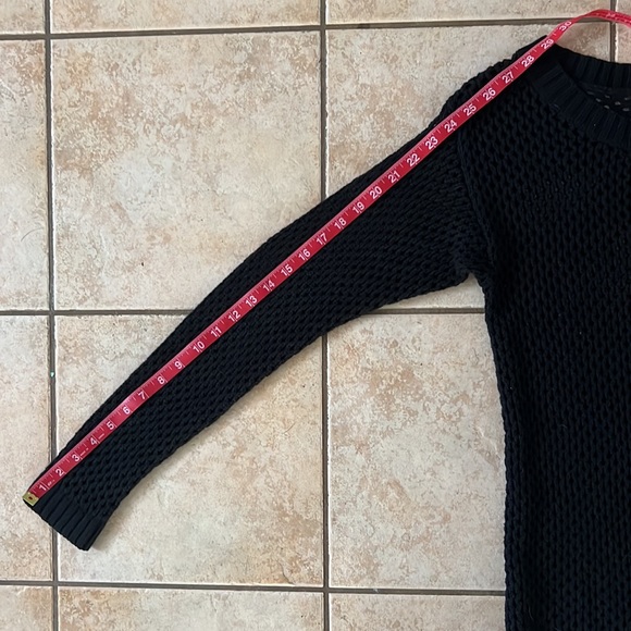 90s/Y2K Alloy Black Open Knit Long Sleeve Sweater Top, Sz Medium - Picture 9 of 10